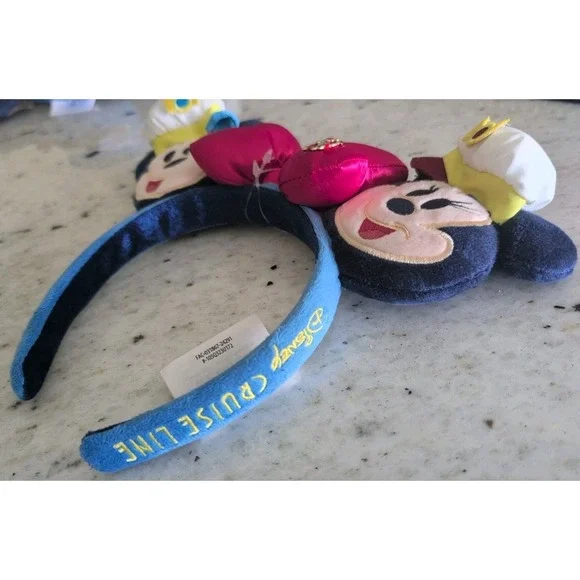 NWT!! Disney Cruise Line DCL Captain Mickey & Minnie Mouse Plush Ears Headband - Picture 5 of 7